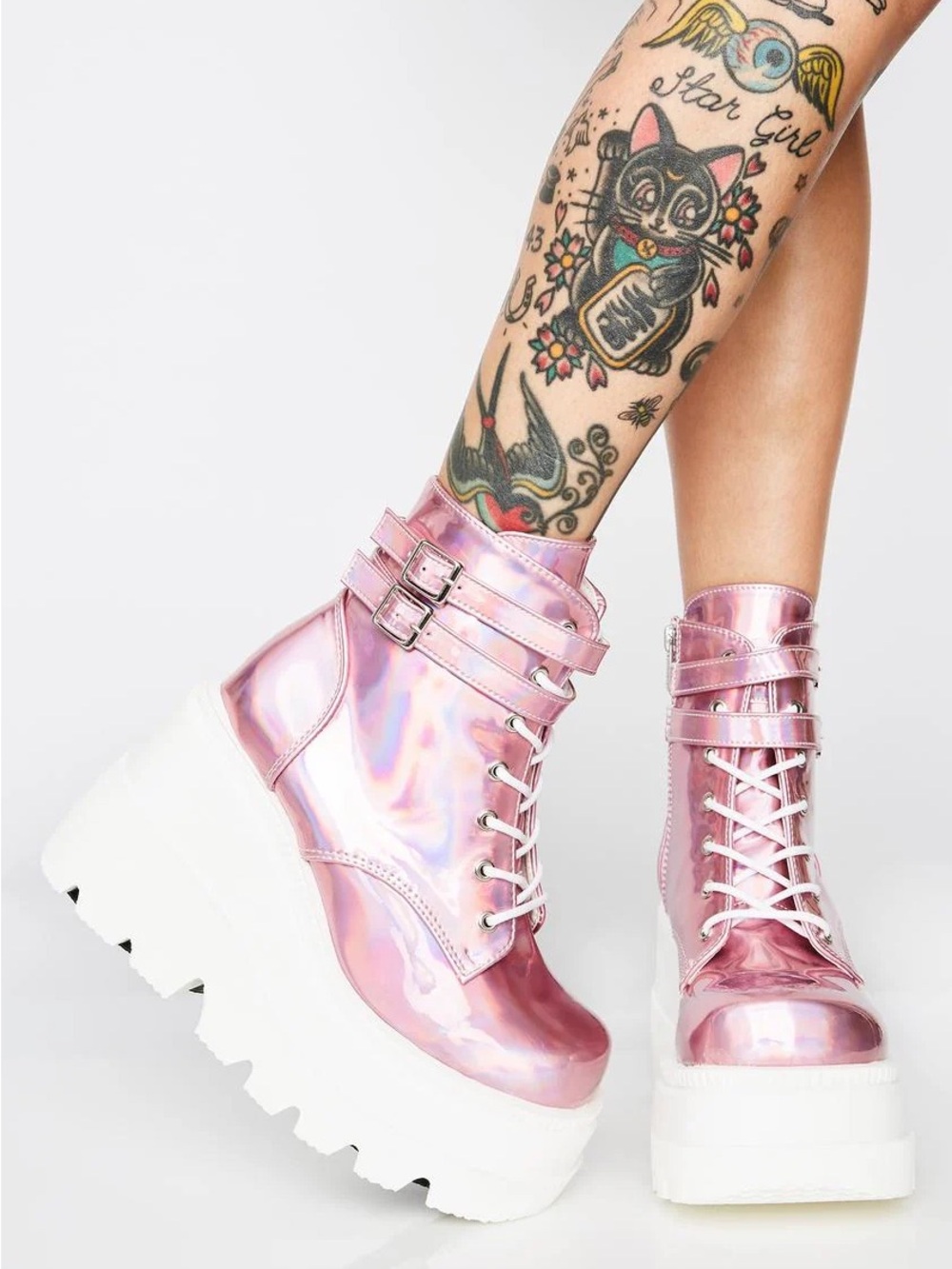 Demonia | Shaker Holographic Platform Boots